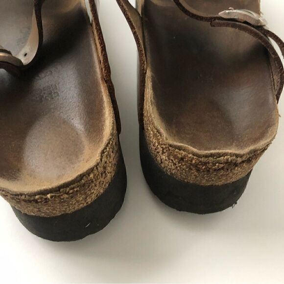 Birkenstock Papillio Gizeh style sandals silver and brown women’s size 40 - Picture 4 of 12